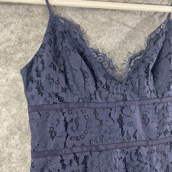 Joie Mini Dress XS Navy Blue Lace V-Neck A-Line Damasia Cocktail Party - Picture 5 of 12